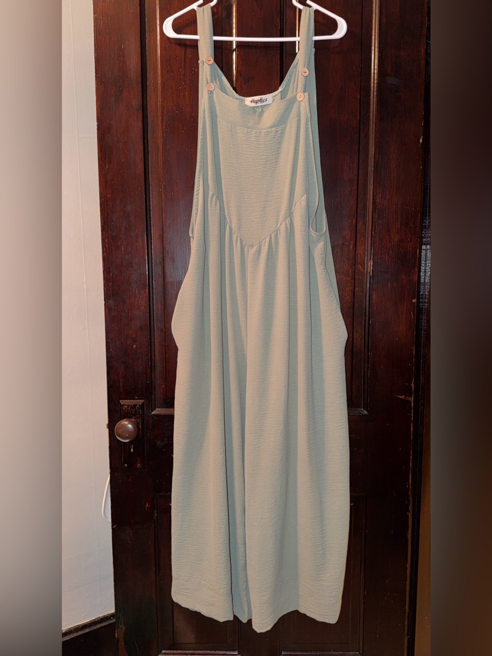 Greenlee Sage Green Button-Strap Wide-Leg Jumpsuit